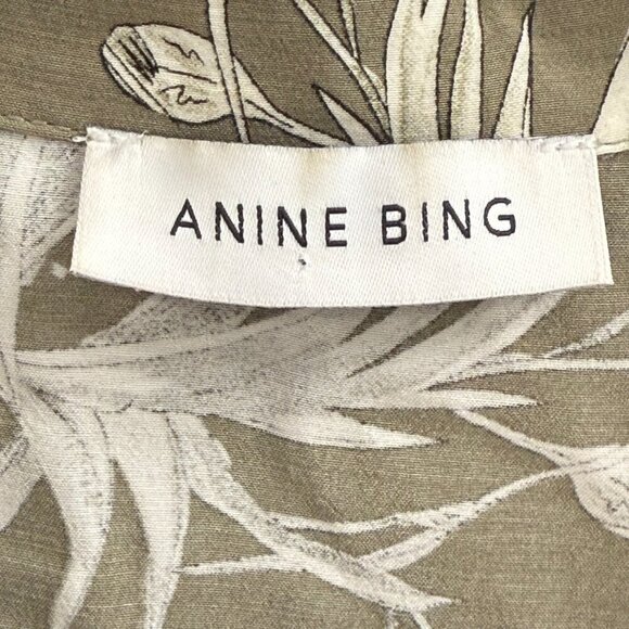 Anine Bing Bruni Tropical Print Button Down Short Sleeve Shirt Size Small - Picture 4 of 4